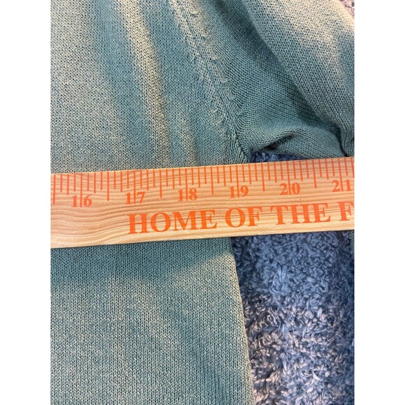 Talbots Open Front Cardigan Sweater Small Petites Green Long Sleeved Classic - Picture 6 of 8